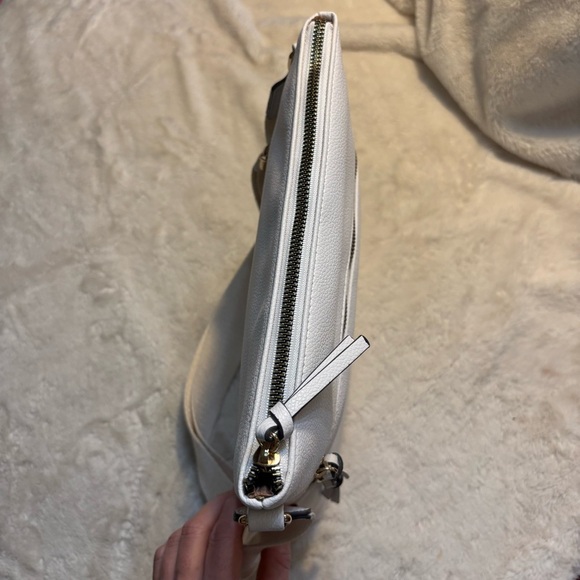 NWT Loume Crossbody Bag Cream Gold-Tone Hardwar Pebbled Faux Leather Nylon Strap - Picture 6 of 16